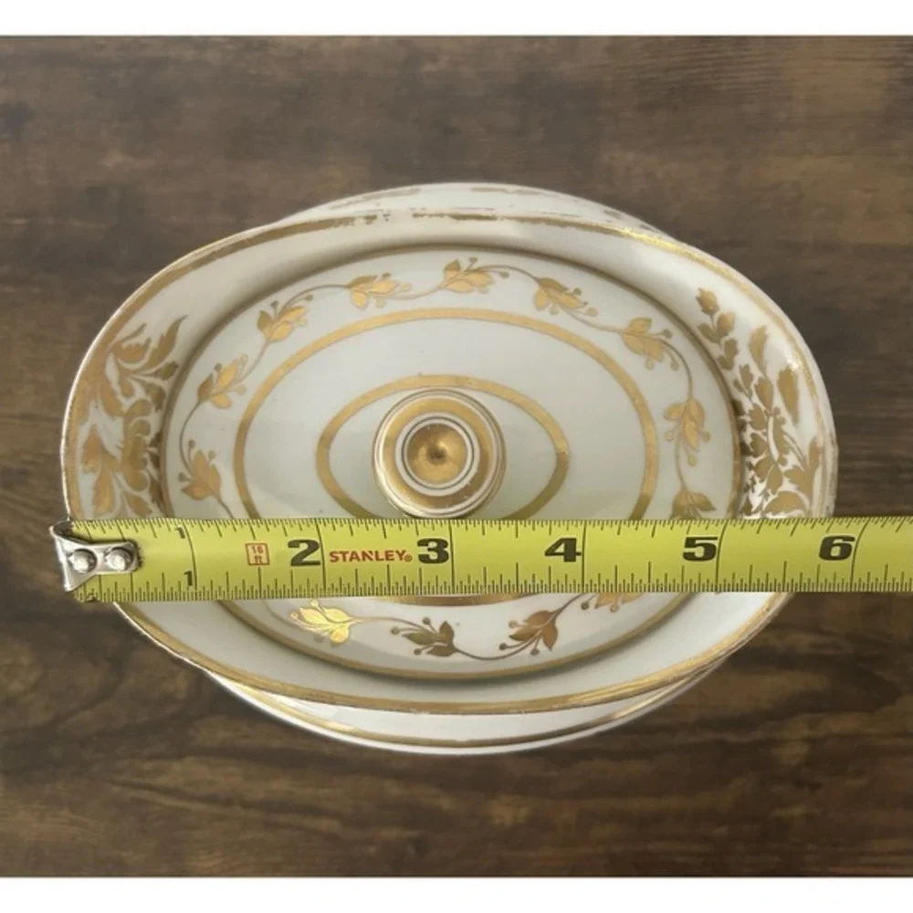 Royal Crown Derby Porcelain Sugar Bowl W/Lid White Gold Hand Painted‎
